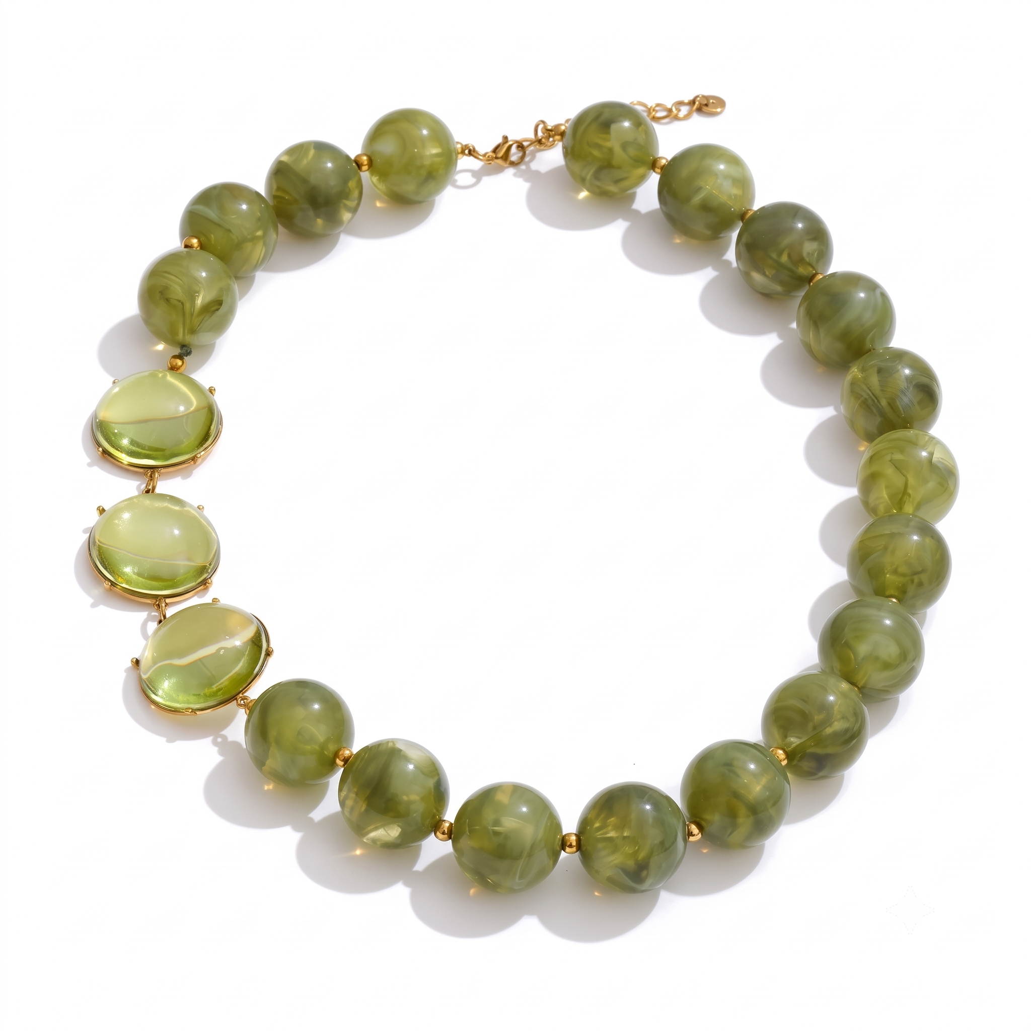 green bead statement necklace