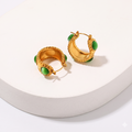 green stone hoop earrings