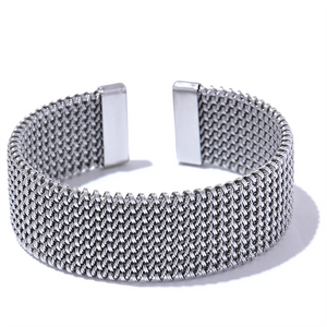 Mesh Cuff Bracelet - Silver