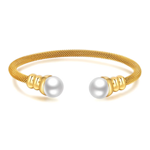 Mesh Pearl Bracelet Gold