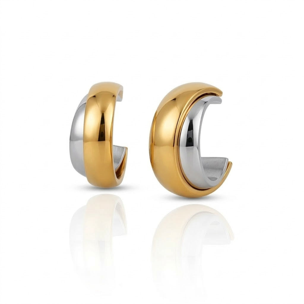 mixed metal hoop earrings