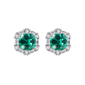 Emerald Green Octagon Earrings