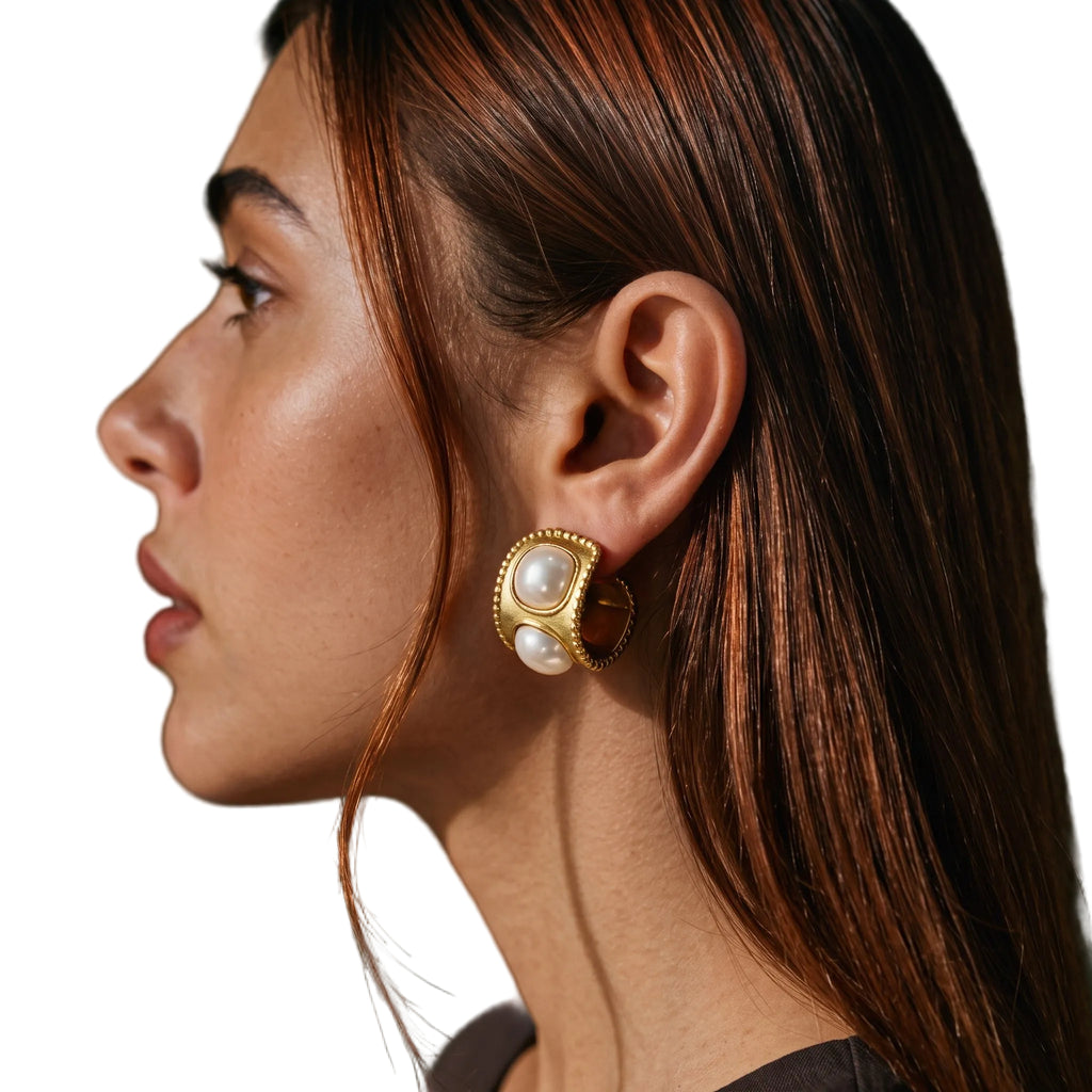 waterproof pearl hoop earrings