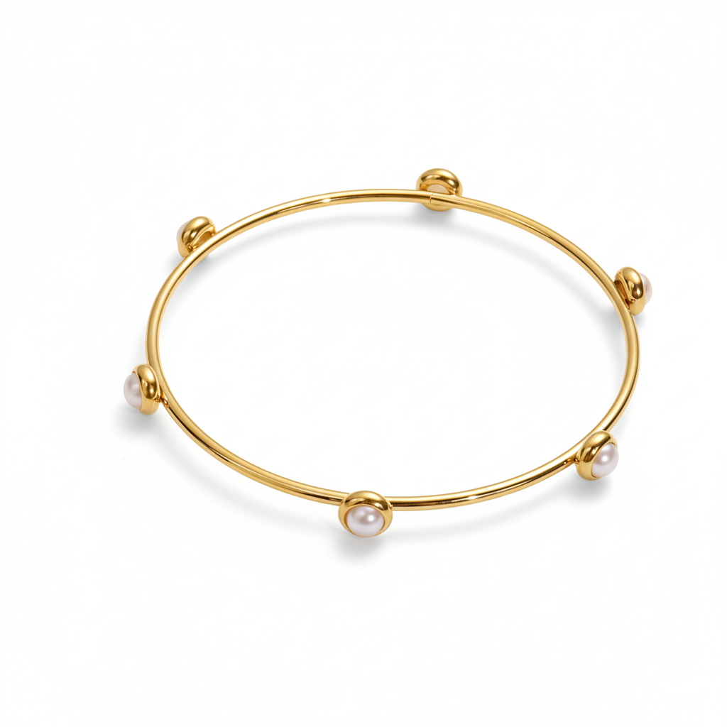 Pearl Station Bangle Gold