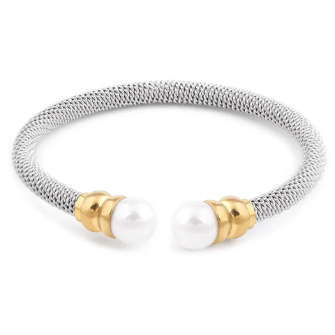 Mesh Pearl Bracelet Silver