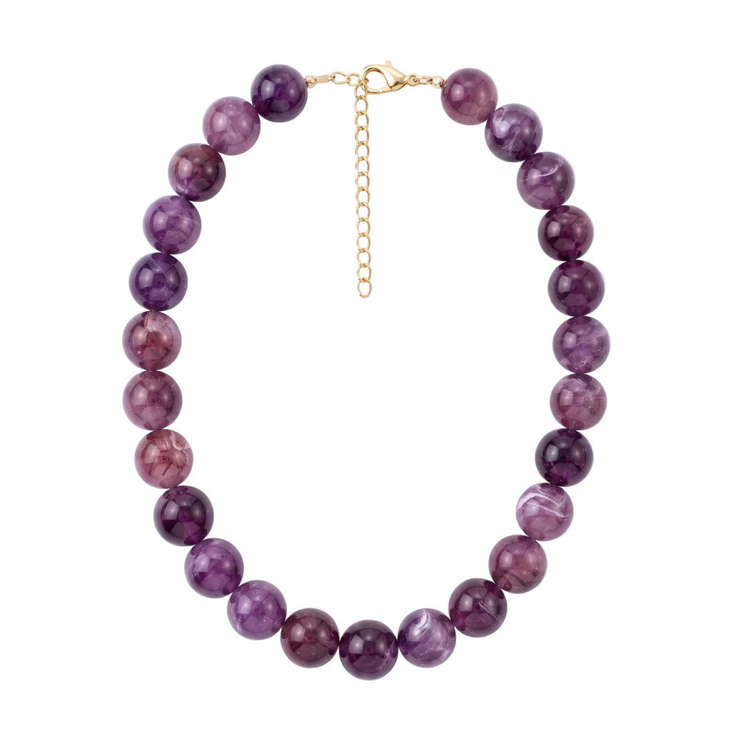 purple bauble beaded necklace