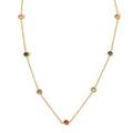 Rainbow Bezel Gold Necklace