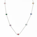 Rainbow Bezel Silver Necklace