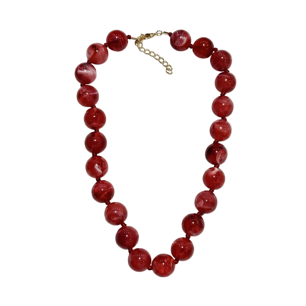 red beaded necklace bauble