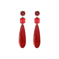 red bauble bar earrings