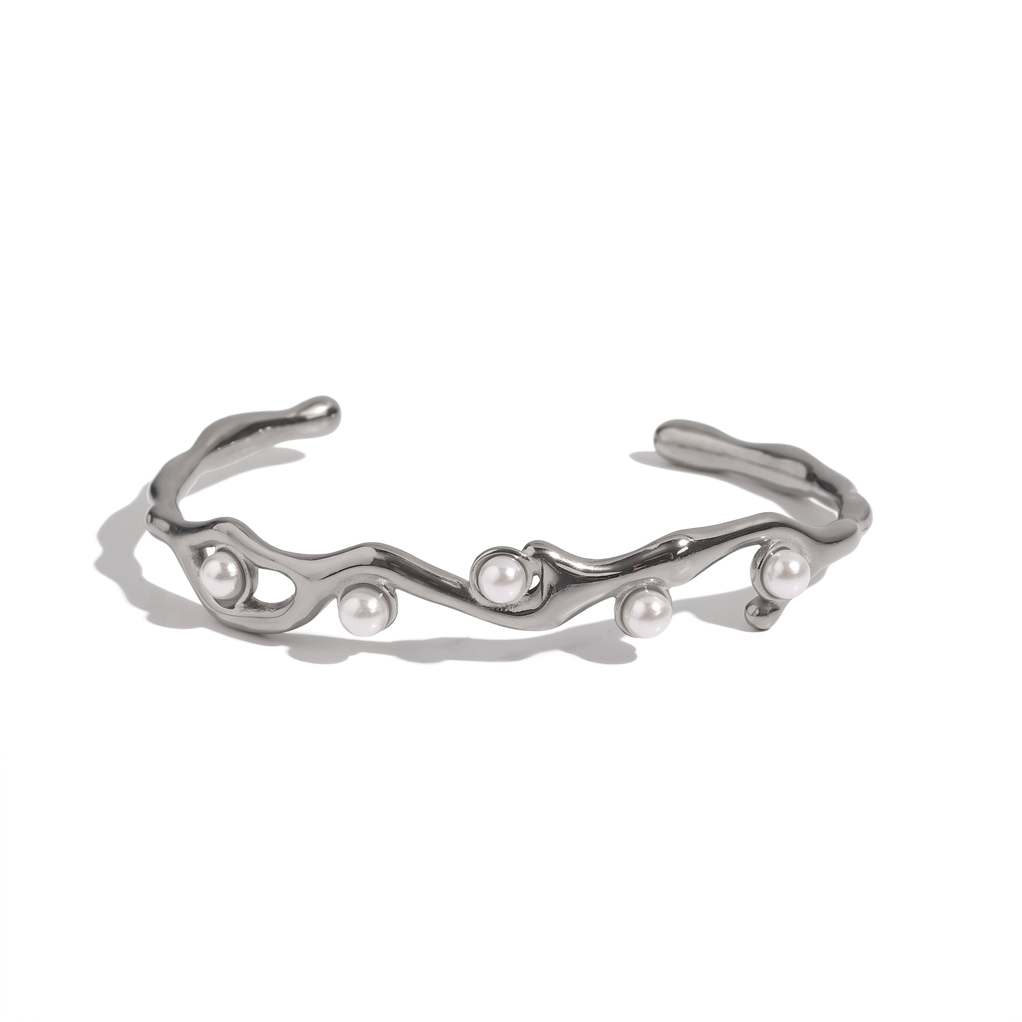 pearl and silver bangle