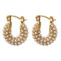 Amara Pearl Pave Gold Huggie Earrings