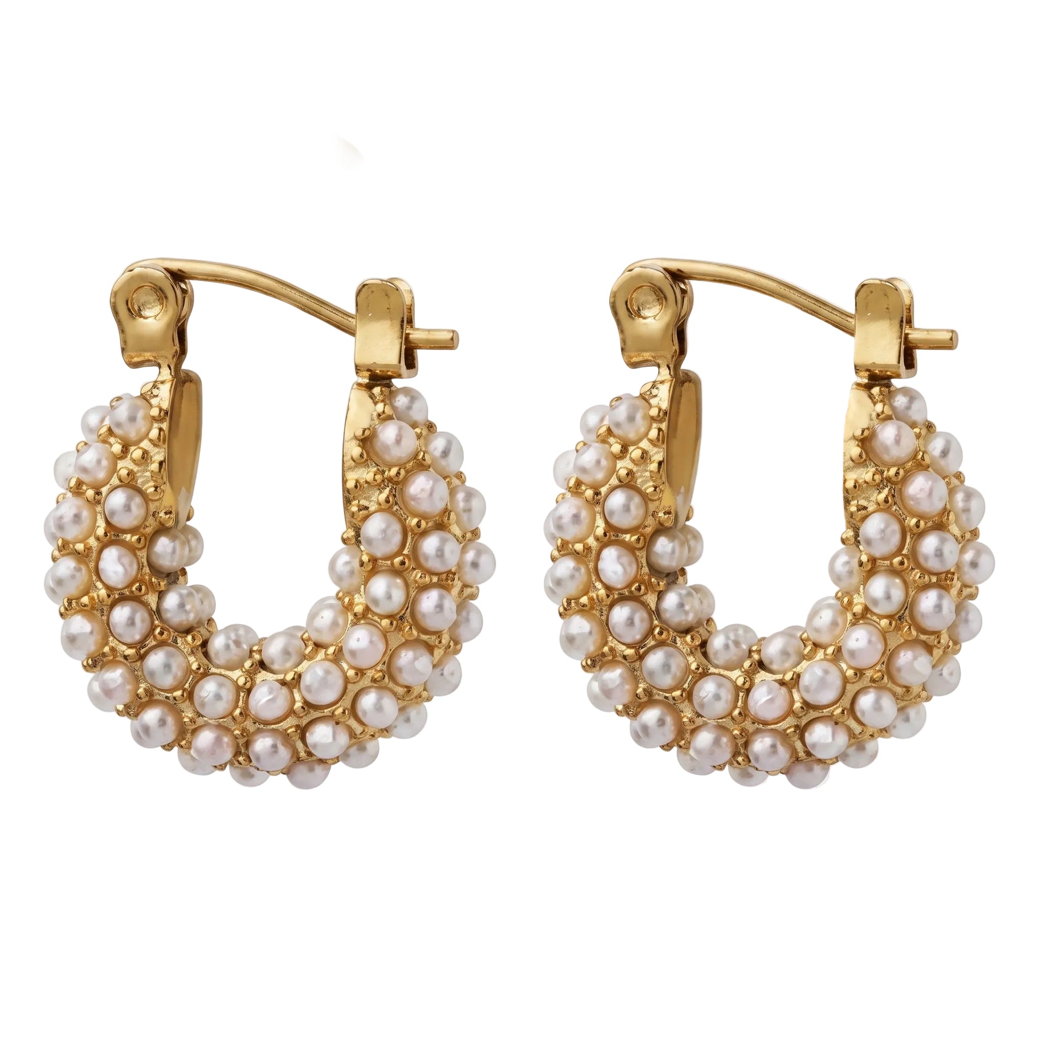 Amara Pearl Pave Gold Huggie Earrings