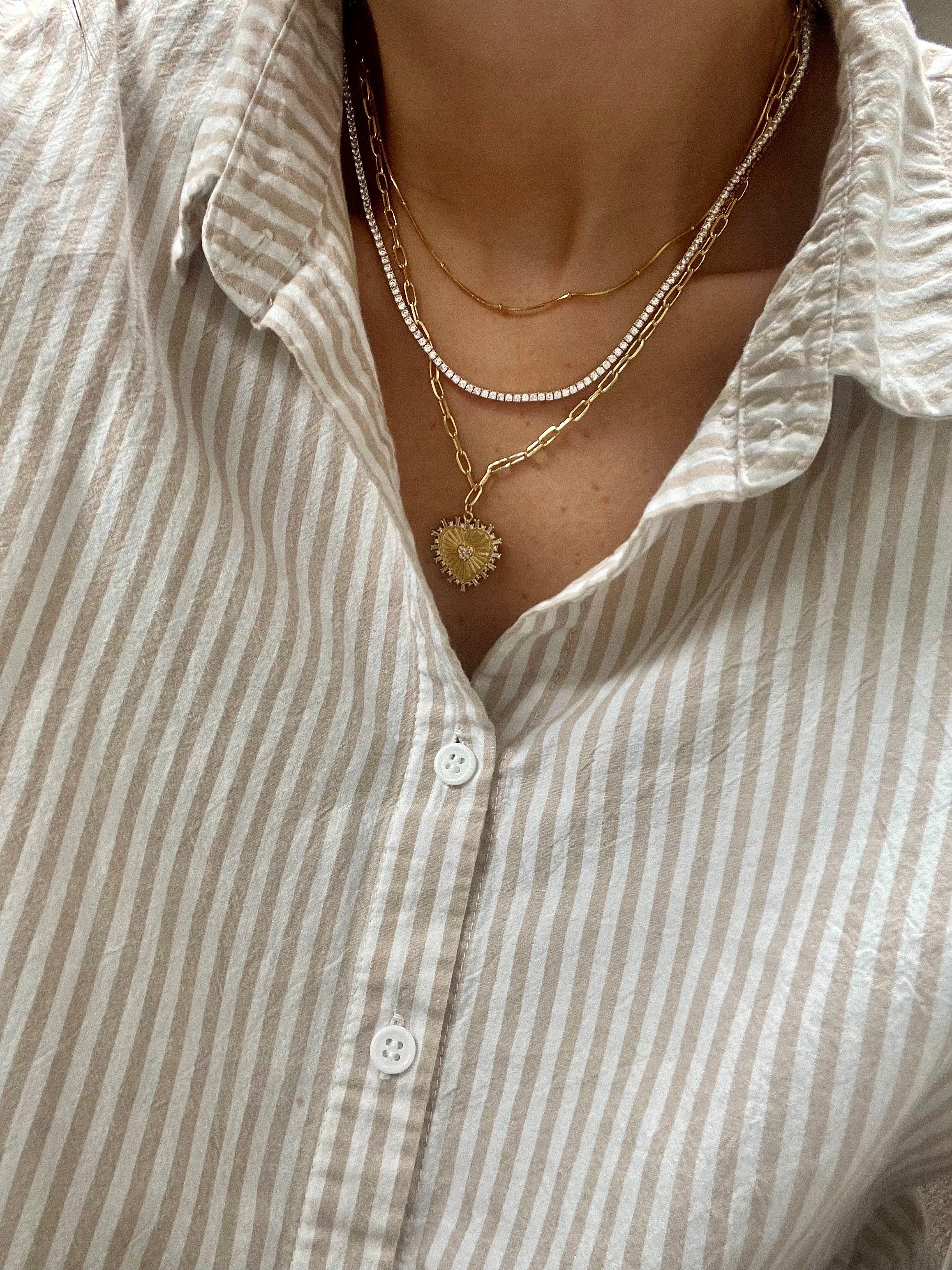 Sunburst Heart Paperclip Necklace