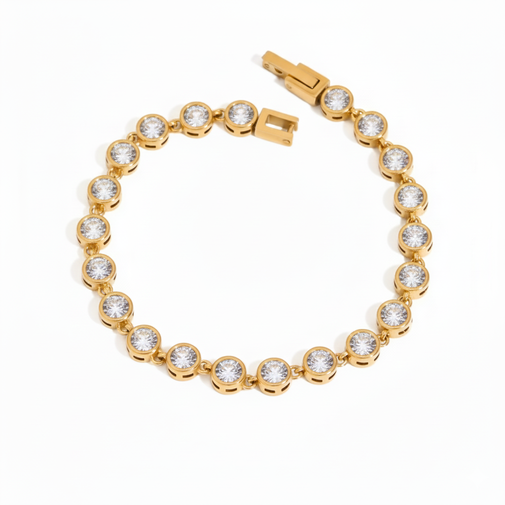 Bezel Set Gold Tennis Bracelet
