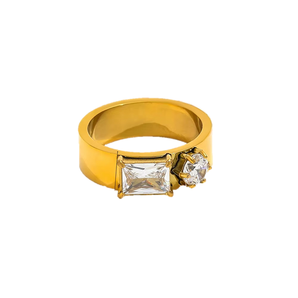 Two Stone Ring - Clear