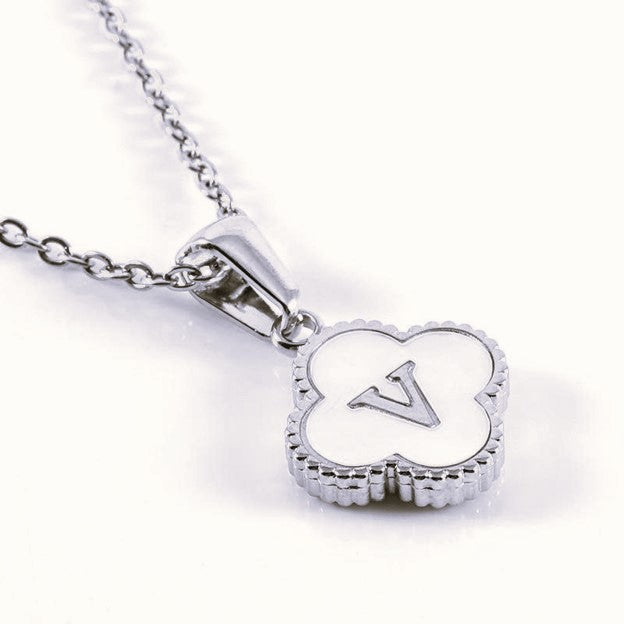 Quatrefoil Silver Initials