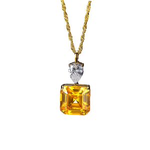 Yellow Asscher Cut Necklace