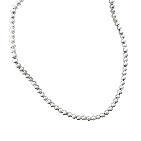 3mm Bead Necklace Silver