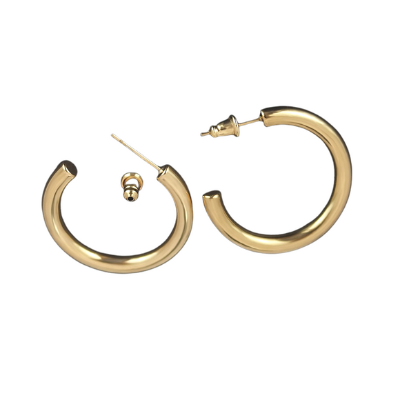 4mm Gold Hollow Hoops - 63mm