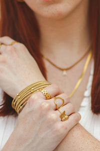 3mm Bead Bangle Gold - 8"