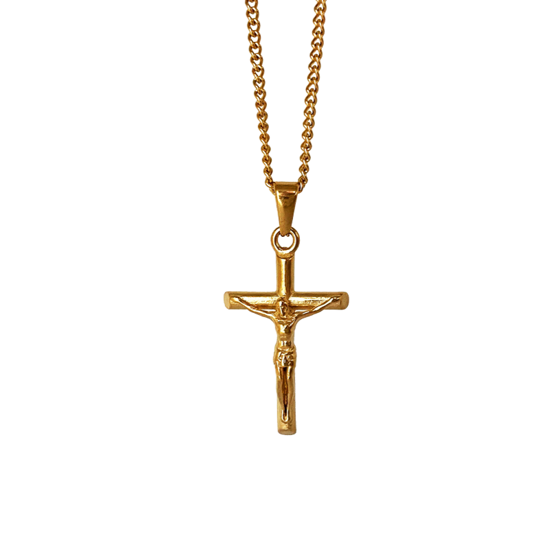 Cross on Curb Chain Crucifix