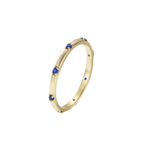 Eight Sapphire Blue Eternity Band Ring