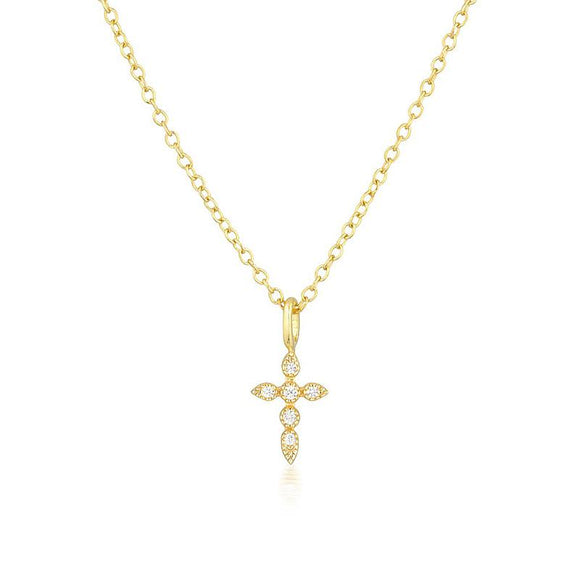 Vintage Cross Necklace Gold
