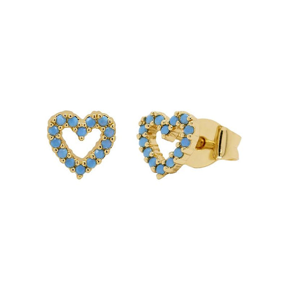 Turquoise Pave' Heart Stud Earrings