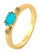 Oval London Blue Sapphire (Simulated) Adj Ring