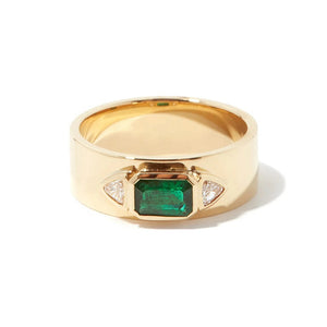 Emerald and Triangle Simulated Diamonds Ring