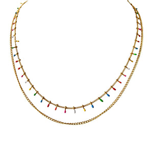 Rainbow Enamel Layer Necklace