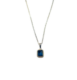 Sapphire Blue Emerald Cut Necklace