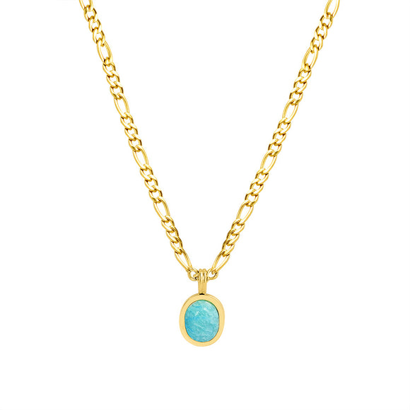 Turquoise on Figaro Chain Necklace