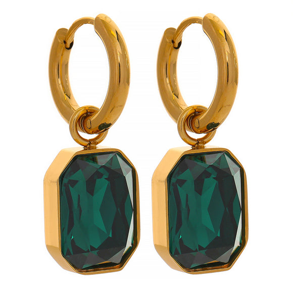 Big Emerald Earrings - Green
