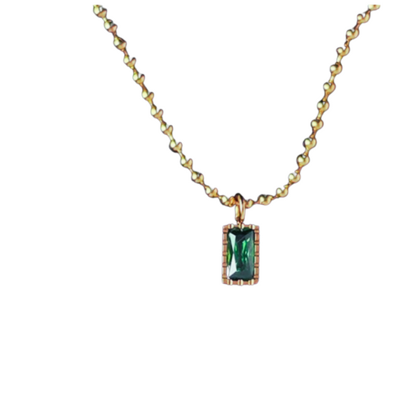 Emerald (Simulated) Baguette Necklace