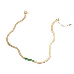 Emerald (Sim) Herringbone Necklace