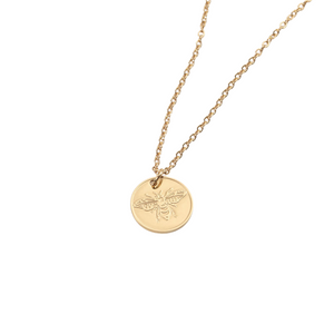 Engraved Bee Medallion Necklace