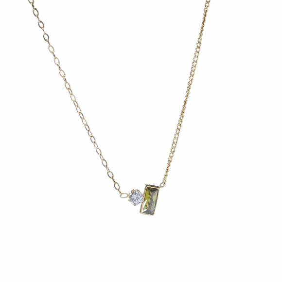 Peridot & Diamond (sim) Necklace