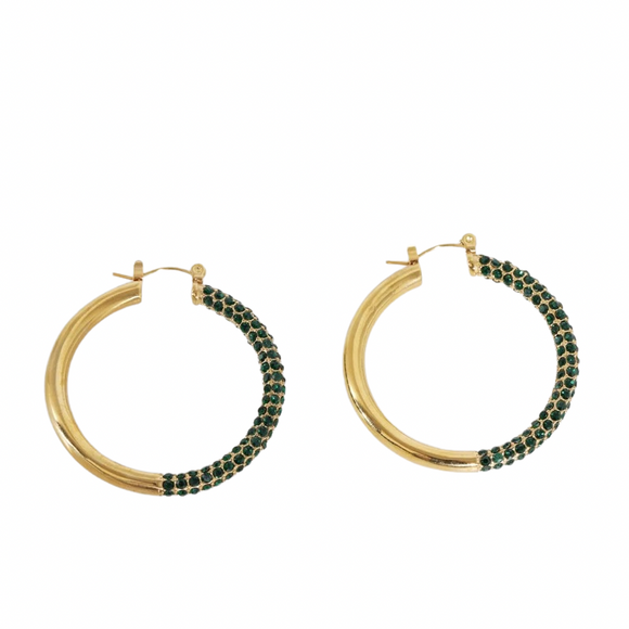 Pave’ Emerald Hoops
