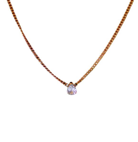 Pear Diamond (Simulated) Necklace