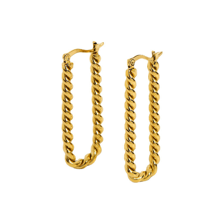 Rectangular Rope Hoop Earrings